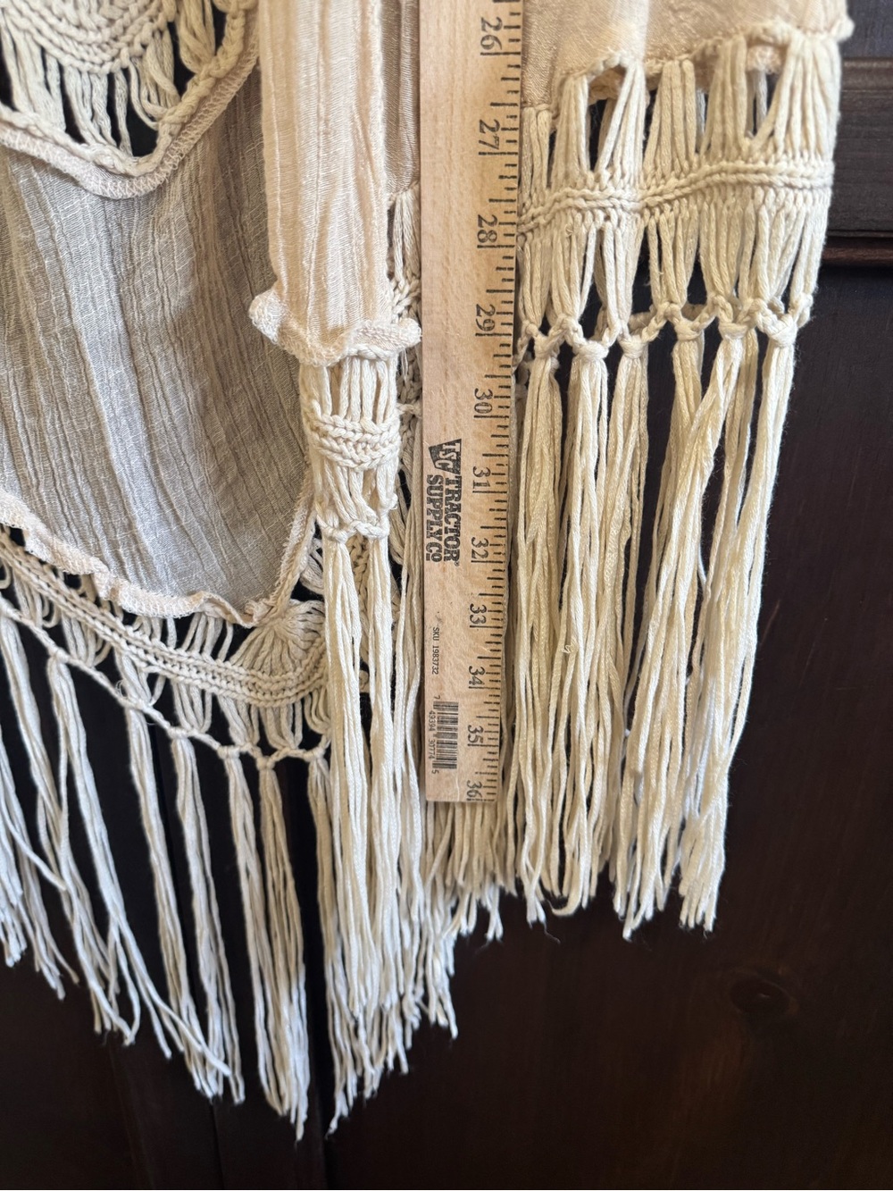 Daytrip Boho Crochet Fringe Vest - Cream Vintage Style Vest Size Small - Picture 7 of 8